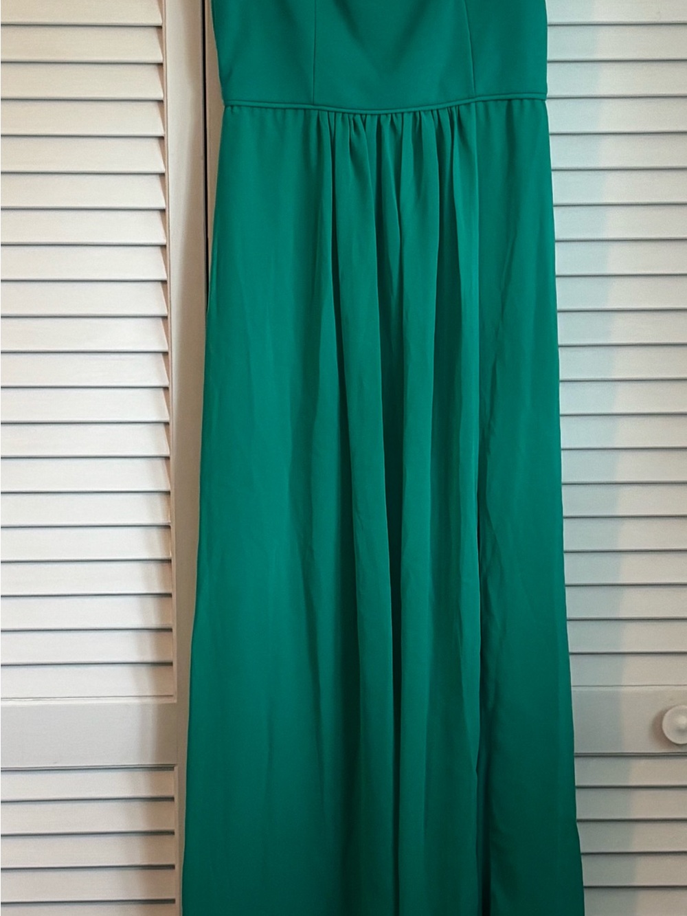 Adrianna Papell One-Shoulder Teal Green Maxi Dress Wedding Guest Attire - Picture 5 of 8